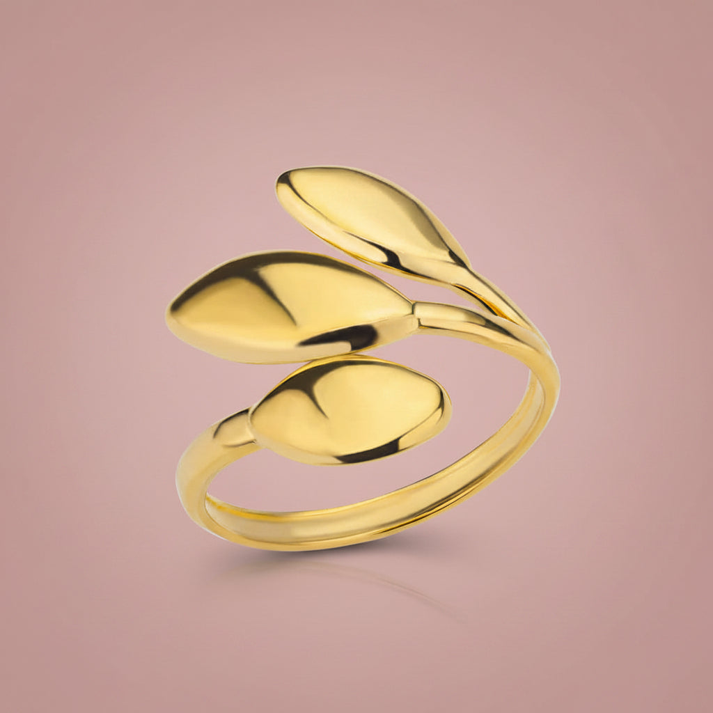 Anillo Ajustable con Diseño de Hojas