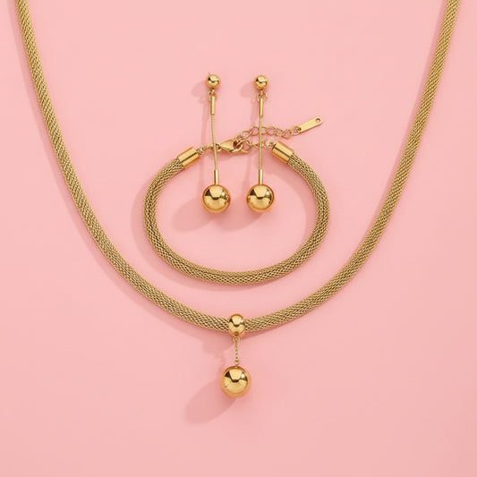 Set de Joyas con Esferas Doradas