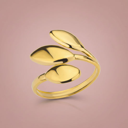 Anillo Ajustable con Diseño de Hojas