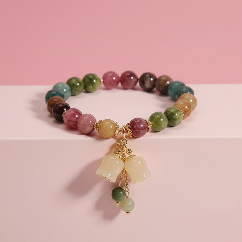 Pulsera de Piedras Multicolor con Flores