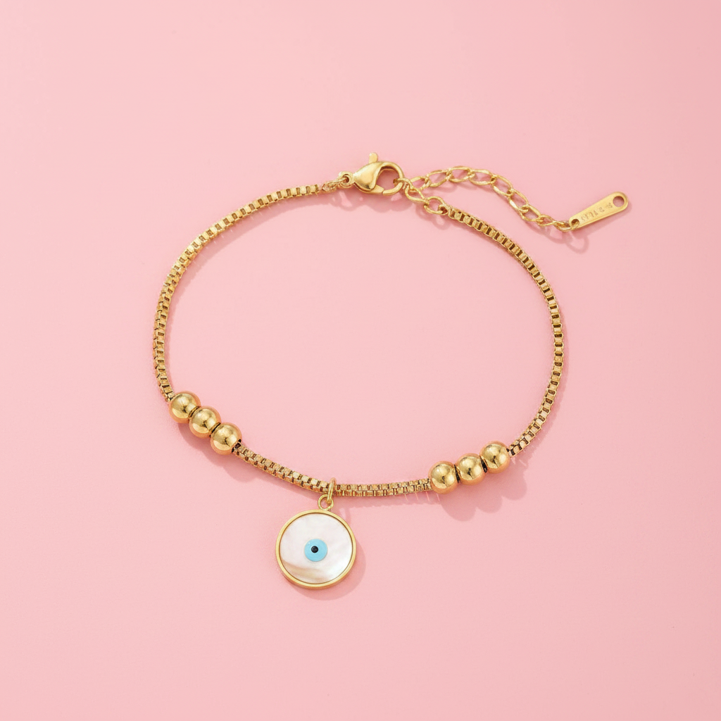 Pulsera con Dije de Ojo Turco de Nácar