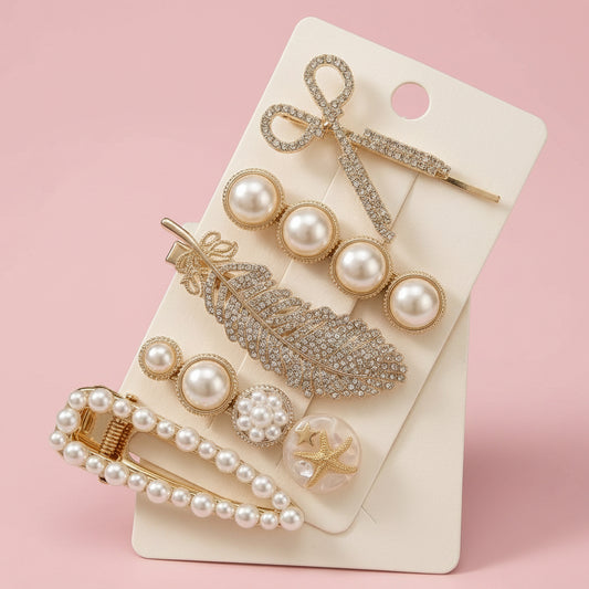 Set de Pinzas para el Cabello con Perlas